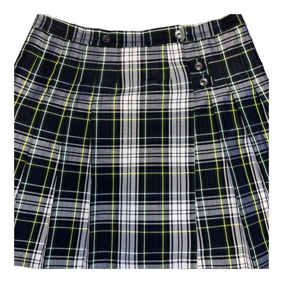 Flynn OHara Wrap Around Kilt Skirt 42 Pleated Academia Green School Uniform NEW - Picture 3 of 6